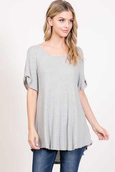 Scoop Neck Top With Twist Sleeves