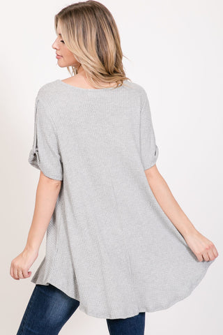 Scoop Neck Top With Twist Sleeves