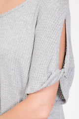 Scoop Neck Top With Twist Sleeves