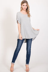 Scoop Neck Top With Twist Sleeves