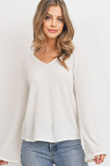 Textured Bell Sleeve Back Strip Lstop