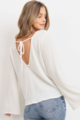 Textured Bell Sleeve Back Strip Lstop