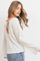Textured Bell Sleeve Back Strip Lstop