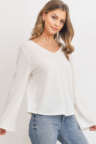 Textured Bell Sleeve Back Strip Lstop