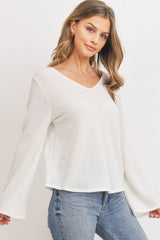 Textured Bell Sleeve Back Strip Lstop