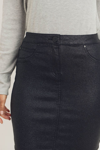 Sparkle Coated Skirt - Coat Black