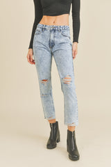 Save the Ocean - Snow Wash Distressed Bf