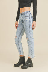 Save the Ocean - Snow Wash Distressed Bf