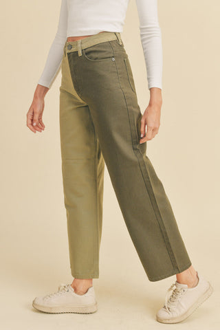 Color Block Olive Wide Leg