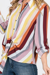 Collared Crop Front Tie Three Quarters Sleeve