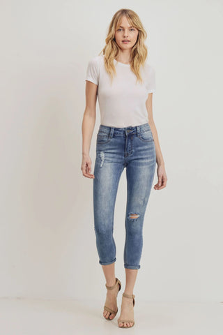 Izzy Destructed Cropped Skinny – Cloud