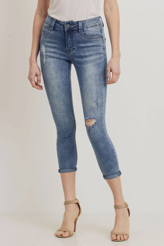 Izzy Destructed Cropped Skinny – Cloud