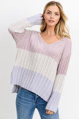 Knit Colorblock Long Sleeves Sweater