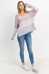 Knit Colorblock Long Sleeves Sweater