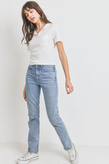 Collar Neck With Pocket Short Sleeve Crop Top