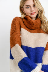 Turtleneck Colorblock Long Sleeves Sweater