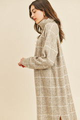 Turtle Neck Long Sleeve Plaid Dress