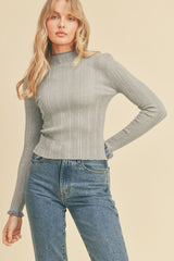Turtle Neck with Contrast Edge Long Sleeve Sweater