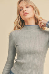 Turtle Neck with Contrast Edge Long Sleeve Sweater