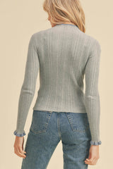 Turtle Neck with Contrast Edge Long Sleeve Sweater