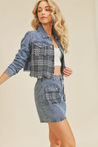 Tweed Denim Jacket CO ORD