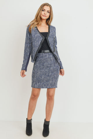 Tweed Jacket W/ Contrast PU