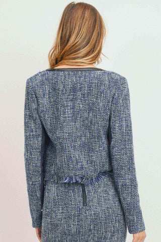 Tweed Jacket W/ Contrast PU