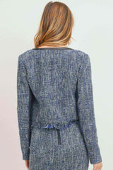 Tweed Jacket W/ Contrast PU
