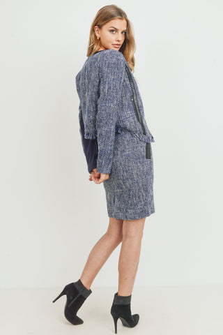 Tweed Skirt W/ Contrast Pu