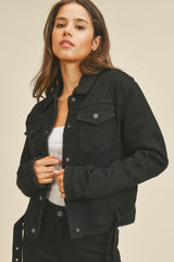 Sherpa Black Denim Jacket