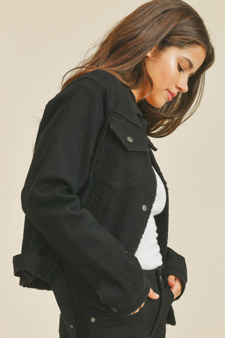 Sherpa Black Denim Jacket