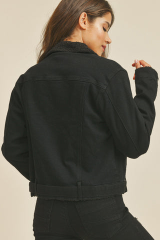 Sherpa Black Denim Jacket