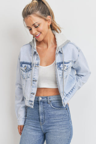 Hoodie Cropped Denim Jacket