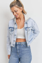 Hoodie Cropped Denim Jacket