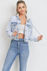 Hoodie Cropped Denim Jacket