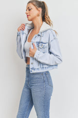 Hoodie Cropped Denim Jacket