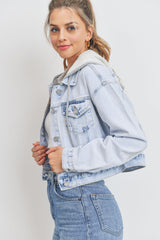 Hoodie Cropped Denim Jacket