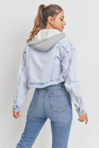 Hoodie Cropped Denim Jacket