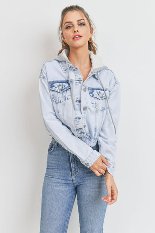 Hoodie Cropped Denim Jacket