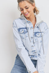Hoodie Cropped Denim Jacket