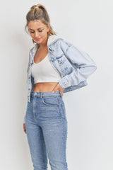 Hoodie Cropped Denim Jacket