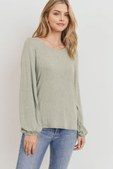 Jersey Back Tie Long Sleeve Top