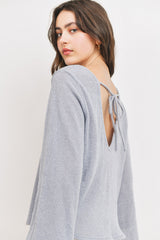 Textured Bell Sleeve Back Strip Lstop