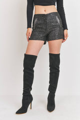 Tweed Metallic Shorts W/ Pockets