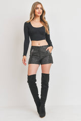 Tweed Metallic Shorts W/ Pockets