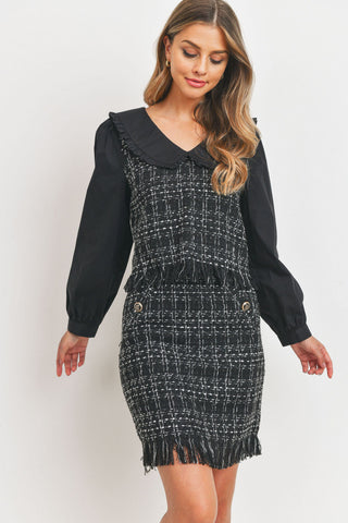 Collared Poplin Tweed Set