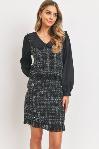Collared Poplin Tweed Set