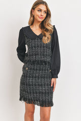 Collared Poplin Tweed Set