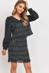 Collared Poplin Tweed Set