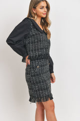 Collared Poplin Tweed Set